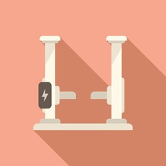 Car elevator icon flat vector. Auto garage