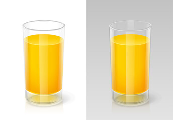 Glass for drink with orange juice. Kitchen tableware. Isolated on white background. Eps10 vector illustration.