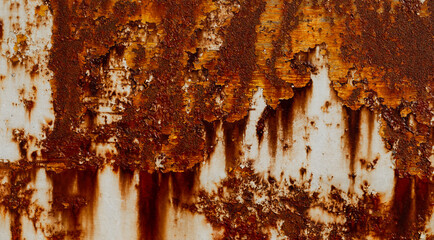 Textured abstract grungy background of a weathered gasoline storage tank with cracks and scratches, Braga, Portugal.
