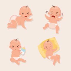 Fototapeta na wymiar four little babies characters