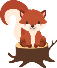 Squirrel sitting on a tree trunk