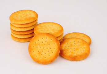 Group of mini cheese flavoured savoury biscuit crackers