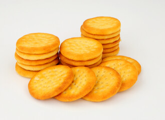 Group of mini cheese flavoured savoury biscuit crackers