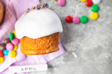 Easter cake homemade sweet dessert festive baking holiday easter treat healthy meal food snack on the table copy space food background rustic top view