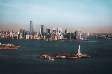 Manhattan skyline with the statue of liberty