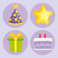 birthday kids decoration icons