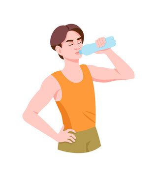 Person drinks water concept