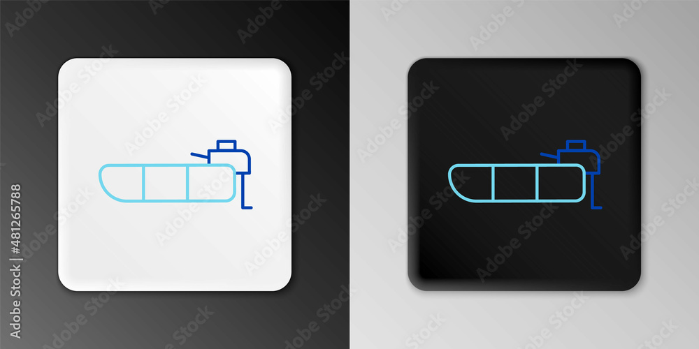 Poster Line Inflatable boat with outboard motor icon isolated on grey background. Colorful outline concept. Vector