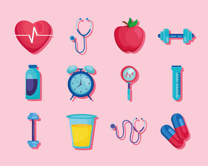 twelve health care icons