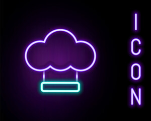 Glowing neon line Chef hat icon isolated on black background. Cooking symbol. Cooks hat. Colorful outline concept. Vector