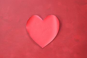 Happy Valentines day, Red Heart from paper. Good Holiday Card.