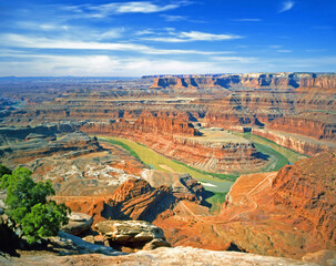 Fototapeta premium Dead Horse Point Lookout - A panoramic view of Dead Horse Point - 2000 feet above the Colorado River