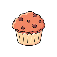 Chocolate muffin isolated cartoon vector