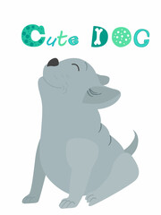 Dog vector character. Cartoon character bulldog flat style. Pet print printable