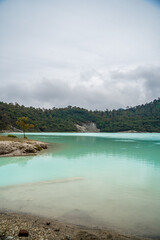 Fototapeta na wymiar The natural scenery of Bodas Lake in the tourist area of Garut, Indonesia.