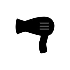 Hair dryer Icon in black flat glyph, filled style isolated on white background