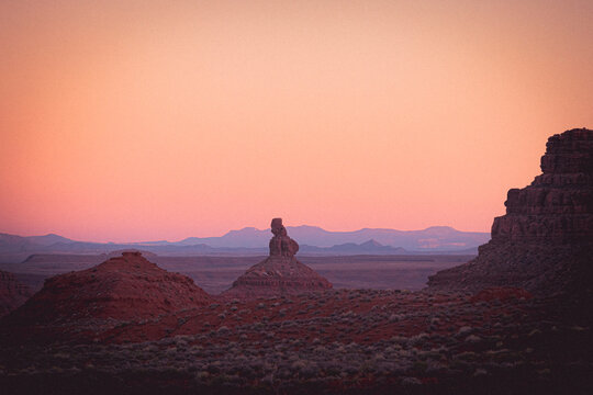 A view of famous rock formations in Valley of the Gods - Powered by Adobe