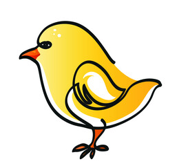 One line drawing of yellow bird.
One continuous line drawing of tiny cute bird isolated.
