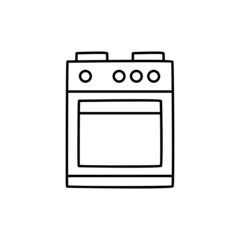 stove icon in black line style icon, style isolated on white background