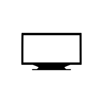 Wide screen TV Icon in black flat glyph, filled style isolated on white background