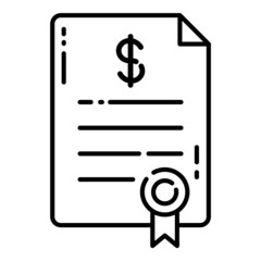 Money Document Flat Icon Isolated On White Background