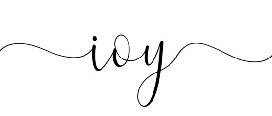 JOY - Continuous one line calligraphy with Single word quotes. Minimalistic handwriting with white background.