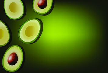 sliced avocado slices on a dark background