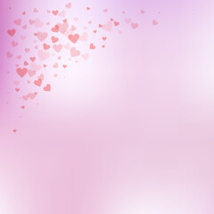 Red heart love confettis. Valentine's day corner c