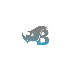 Letter B with rhino head icon logo template