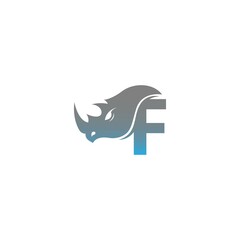Letter F with rhino head icon logo template