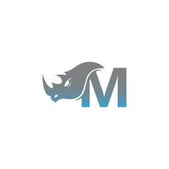 Letter M with rhino head icon logo template