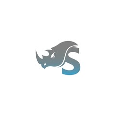 Letter S with rhino head icon logo template