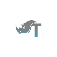 Letter T with rhino head icon logo template