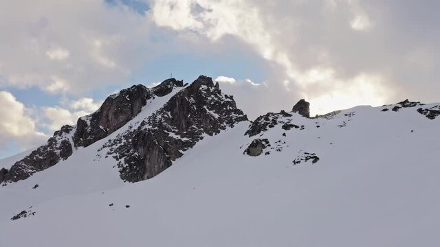 Schochenspitze Austria Tyrol Alps Snow and dramatic clouds, high mountains,