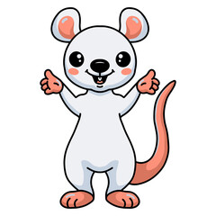 Cute little white mouse cartoon presenting