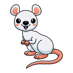 Cute little white mouse cartoon