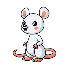 Obraz na płótnie Canvas Cute little white mouse cartoon standing