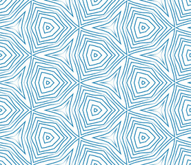Ikat repeating swimwear design. Blue symmetrical