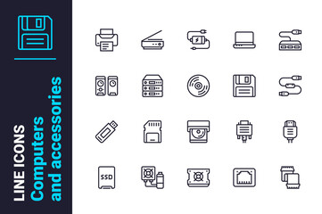 Modern digital devices icons set