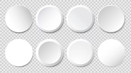 Fotobehang White paper frame vector set. Blank round labels, banners, icons or stickers for your design © Angela Ksen