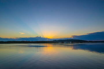 Sunrise waterscape over the bay