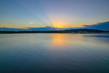 Sunrise waterscape over the bay
