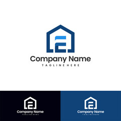 letter e home logo design
