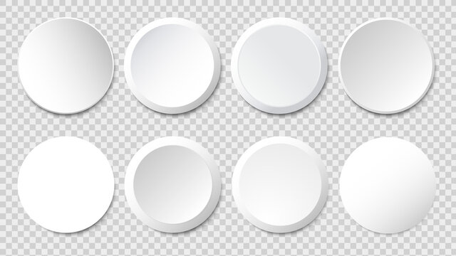 White paper frame vector set. Blank round labels, banners, icons or stickers for your design