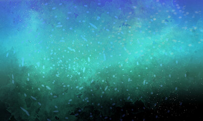幻想的な深海の泡（緑色、青色）