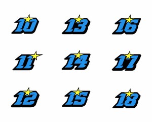 Racing number, start racing number, sport race number logo design
