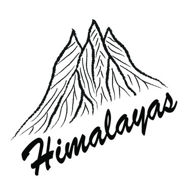 mountains landscape, vector illustration logo, black and white 