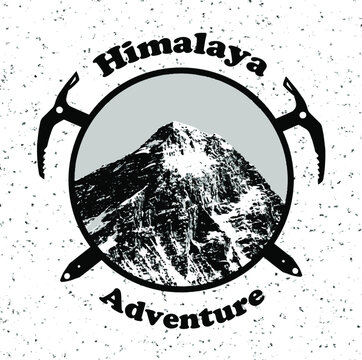 Vector illustation logo of Mount Everest, himalayas, Nepal