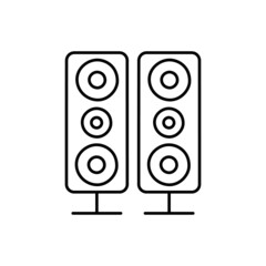 Dual Sound speakers stereo Icon in black line style icon, style isolated on white background - obrazy, fototapety, plakaty