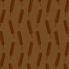Corn dog food brown concept texture seamless motive vector template